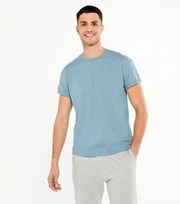 New Look Bright Blue Roll Sleeve Crew Neck T-Shirt